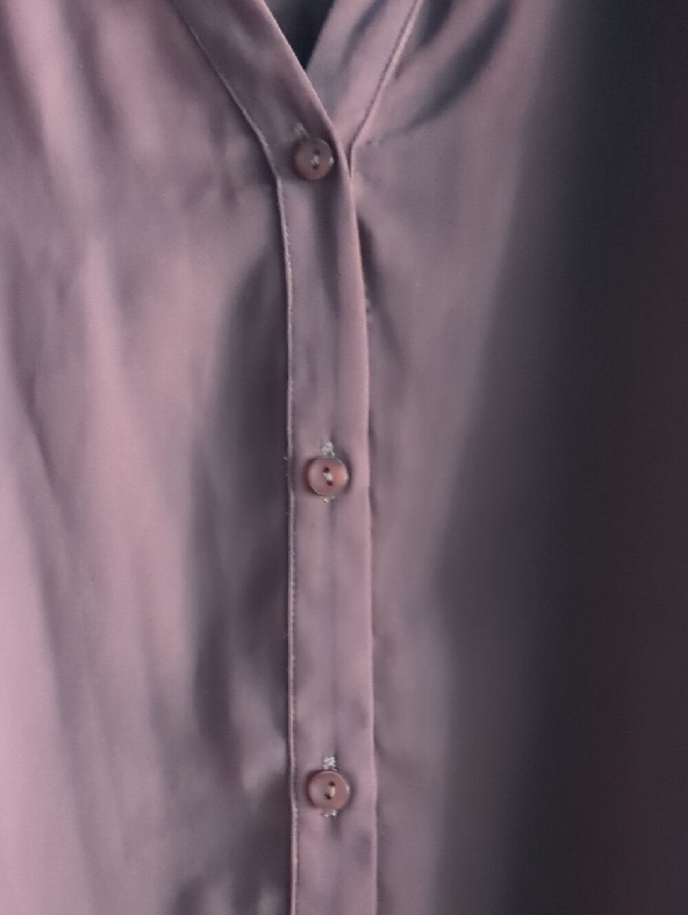Batwing V-Neck Button-Front Blouse - Dusty Plum - Picture 5 of 11